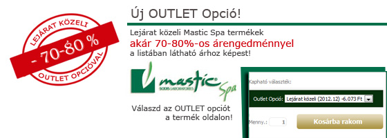 OUTLET opció bizonyos Mastic Spa termékekre